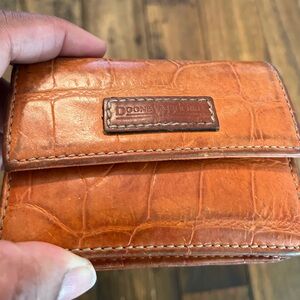 Vintage Dooney & Bourke Denison Wallet Croc Embossed Leather Small orange